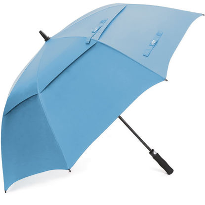 Picture of G4Free 62 Inch Automatic Open Golf Umbrella Extra Large Oversize Double Canopy Vented Windproof Waterproof Stick Umbrellas(Sky Blue)