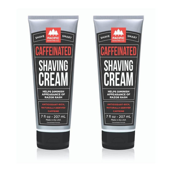 Picture of Pacific Shaving Company Caffeinated Shaving Cream - Caffeine, Shea Butter + Spearmint Antioxidant Shaving Cream - Clean Formula for a Hydrating, Redness Reducing + Irritation-Free Shave (7 Oz, 2 Pack)