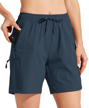 Picture of Willit Women's Shorts Hiking Cargo Shorts Quick Dry Golf Active Athletic Shorts 7" Lightweight Summer Shorts with Pockets Navy Blue S