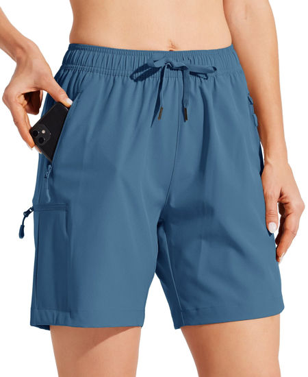 Picture of Willit Women's Shorts Hiking Cargo Shorts Quick Dry Golf Active Athletic Shorts 7" Lightweight Summer Shorts with Pockets Ocean Blue XXL