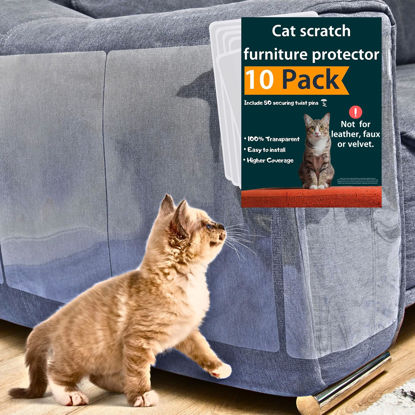 Picture of Anti Cat Scratch Furniture Protector, 10 Pack, Cat Couch Protector, Couch Protector for Cats, Furniture Protectors from Cats, Couch Cat Scratch Protector (10 Pack + 50 Twist Pins)