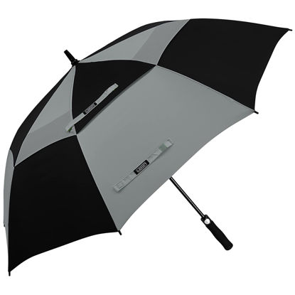 Picture of G4Free 54 Inch Automatic Open Golf Umbrella Windproof Extra Large Oversize Double Canopy Vented Windproof Waterproof Stick Umbrellas for Men (Black/Gray)