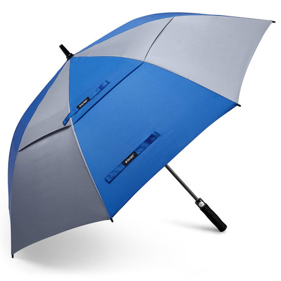 Picture of G4Free 54 Inch Automatic Open Golf Umbrella Windproof Extra Large Oversize Double Canopy Vented Windproof Waterproof Stick Umbrellas for Men And Womens (Sapphire/Gray)