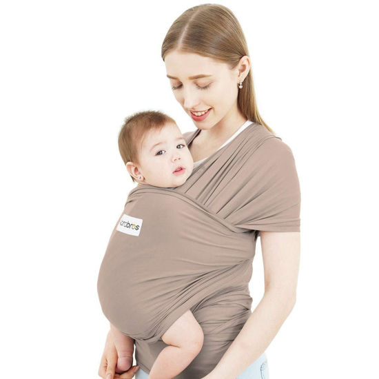 Picture of Acrabros Baby Wrap Carrier,Hands Free Baby Carrier Sling,Lightweight,Breathable,Softness,Perfect for Newborn Infants and Babies Shower Gift,Cappuccino