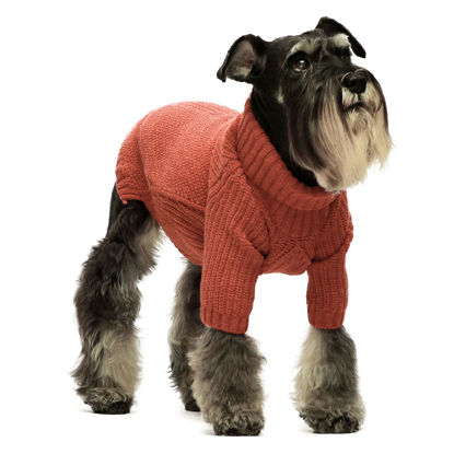 Picture of Fitwarm Thermal Knitted Dog Sweater Doggy Winter Coat Pet Clothes Doggie Turtleneck Jacket Puppy Outfits Cat Sweatsuit Red Small