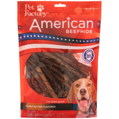 Picture of Pet Factory American Beefhide 5" Twist Sticks Dog Chew Treats - Peanut Butter Flavor, 1 lb