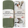 Picture of LifeTree Muslin Swaddle Blankets Neutral, Baby Swaddling Wrap Nursery Receiving Blanket for Boys & Girls, 70% Viscose from Bamboo and 30% Cotton, Large 47 x 47 inches Mallard Duck/Olive Green