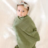 Picture of LifeTree Muslin Swaddle Blankets Neutral, Baby Swaddling Wrap Nursery Receiving Blanket for Boys & Girls, 70% Viscose from Bamboo and 30% Cotton, Large 47 x 47 inches Mallard Duck/Olive Green