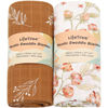 Picture of LifeTree Muslin Swaddle Blanket for Baby Girl Newborn, 2-Pack 70% Viscose from Bamboo and 30% Cotton Large Baby Swaddle Blankets (47" x 47"), Floral & Tan Leaf