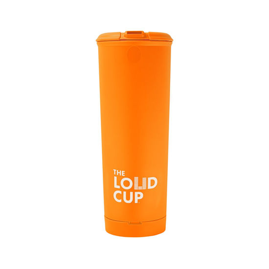 Picture of The LoudCup 20 oz Tumbler + Integrated Stadium Horn (Oriole Orange) - Reusable Water Bottle for Sports Fans - Worlds Loudest Cup for Noisy Fans on Game Day & Tailgating