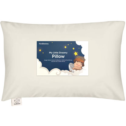 Picture of Toddler Pillow with Pillowcase - 13x18 My Little Dreamy Pillow, Organic Cotton Toddler Pillows for Sleeping, Kids Pillow, Travel Pillows, Mini Pillow, Nursery Pillow, Toddler Bed Pillow (Clay)