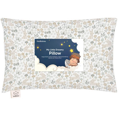 Picture of Toddler Pillow with Pillowcase - 13x18 My Little Dreamy Pillow, Organic Cotton Toddler Pillows for Sleeping, Kids Pillow, Travel Pillows, Mini Pillow, Nursery Pillow, Toddler Bed Pillow (Prairie)