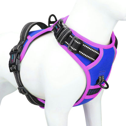 Picture of PHOEPET 2019 Upgraded No Pull Dog Harness, Reflective Adjustable Vest, with a Training Handle + 2 Metal Leash Hooks+ 3 Snap Buckles +4 Slide Buckles(XL, Royal Blue)