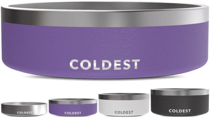 Picture of Coldest Dog Bowl - Anti Rust Metal & Non Slip Dog Bowls Large, Spill Proof Heavy Duty 3 Layers Insulated Dog Bowl - Food and Water Bowl for Dogs, Cats & Pets, Dishwasher Safe (42 oz, Galaxy Purple)