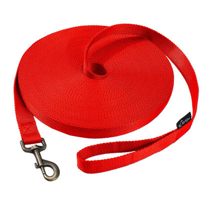 Picture of HIKISS Long Dog Leash Obedience Recall Training Agility Lead with Thickening Material for Large Dog - 15ft 20ft 30ft 50ft 100ft Training Leash(Red 100ft)