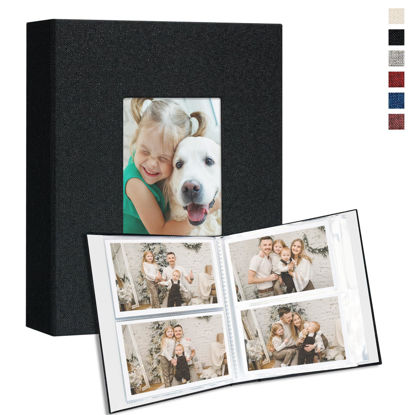 Picture of Vienrose Small Photo Album 4x6 holds 200 Photos 2 Pack, Mini Baby Photo Album Linen Cover for Gifts Wedding Family, Black