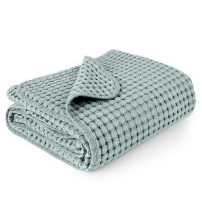 Picture of Konssy Waffle Baby Blankets, Nursery Blankets for Boys Girls, Swaddle Blankets Neutral Soft Lightweight Toddler and Kids Throw Blankets(Mint)