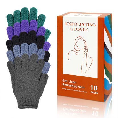 Picture of Evridwear Exfoliating Dual Texture Bath Gloves for Shower, Spa, Massage and Body Scrubs, Dead Skin Cell Remover, with Hanging Loop Heavy(5 Pairs Gift Set for Men and Women )