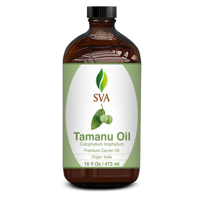 Picture of SVA Tamanu Seed Oil - 16 Fl Oz - 100% Natural Cold Pressed Tamanu Oil - for Face, Skin Care, Hair Care, Scalp Massage & Body Massage - Carrier Oil