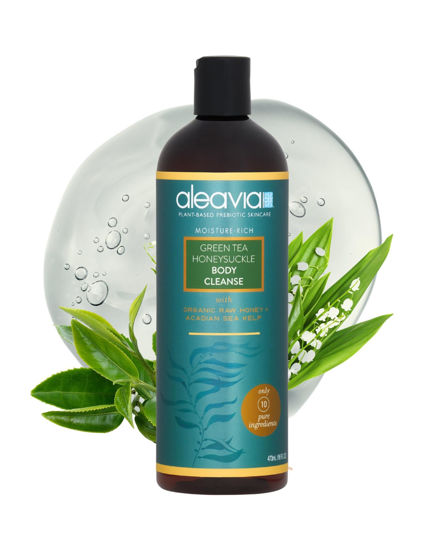 Picture of Aleavia Body Cleanse - Organic & All-Natural Prebiotic Body Wash with Raw Honey - Green Tea Honeysuckle Scent - 16 Oz.