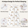 Picture of Unnivoll Baby Sleep Sack 0-6 Months 3 Pack 100% Cotton Lightweight 0.5 TOG Wearable Blanket Baby Sleep Bag with 2-Way Zipper for Newborn Infant Apricot White Sun Clouds