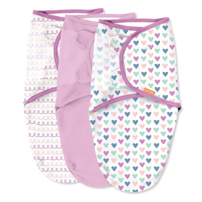 Picture of SwaddleMe Original Swaddle - Size Small/Medium, 0-3 Months, 3-Pack (Hearts and Hoops) Easy to Use Newborn Swaddle Wrap Keeps Baby Cozy and Secure and Helps Prevent Startle Reflex