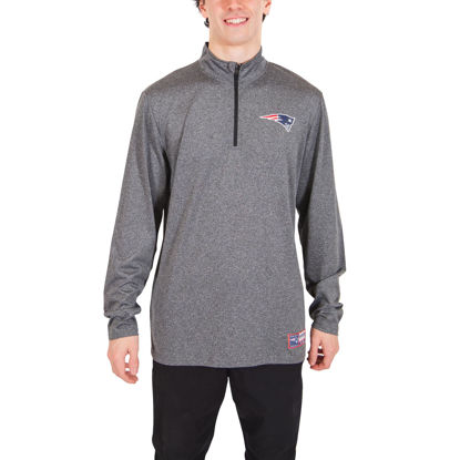 Picture of Ultra Game NFL Men's Super Soft Quarter Zip Long Sleeve T-Shirt, New England Patriots, Heather Charcoal, Large