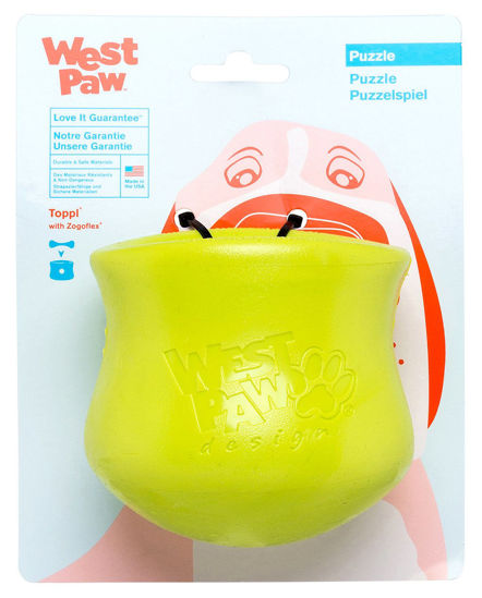 Picture of West Paw Zogoflex Toppl Interactive Treat Dispensing Dog Puzzle Play Toy, 100% Guaranteed Tough, It Floats!, Made in USA, Large, Granny Smith