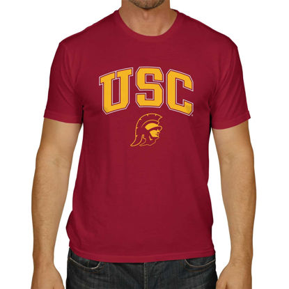 Picture of Campus Colors NCAA Adult Gameday Cotton T-Shirt - Premium Quality - Semi-Fitted Style - Officially Licensed Product (USC Trojans - Red, Medium)