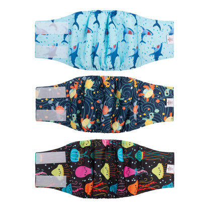 Picture of CuteBone Dog Diapers Male Washable Belly Band for Male Dogs Wraps 3pcs a Pack DM28L