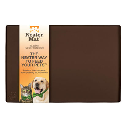 Picture of Neater Pet Brands Neater Mat - Waterproof Silicone Pet Bowls Mat - Protect Floors from Food & Water (24" x 16" Silicone, Brown)