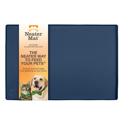 Picture of Neater Pet Brands Neater Mat - Waterproof Silicone Pet Bowls Mat - Protect Floors from Food & Water (Dark Blue, 24" x 16" Silicone)