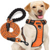 Picture of tobeDRI No Pull Dog Harness Adjustable Reflective Oxford Easy Control Medium Large Dog Harness with A Free Heavy Duty 5ft Dog Leash (L (Chest: 25.5"-31"), Orange Harness+Leash)