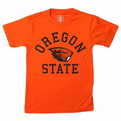 Picture of Wes and Willy NCAA Kids S/S Organic Cotton Tee Shirt, Oregon State Beavers, Orange Crush, 7