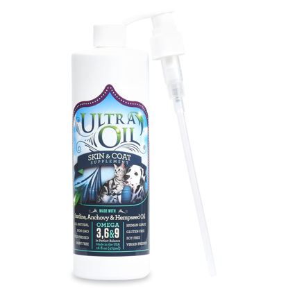 Picture of Ultra Oil Skin & Coat Supplement for Dogs & Cats with Hemp, Flaxseed, Grape Seed, Fish Oils - 16oz