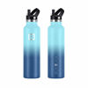 Picture of IRON °FLASK Camping & Hiking Hydration Canteens - 3 Lids (Narrow Straw Lid) Leak Proof Vacuum Insulated Stainless Steel - Hot & Cold Double Walled Sports Water Bottle - Blue Waves, 24 Oz