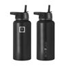 Picture of IRON °FLASK Sports Water Bottle - Wide Mouth with 3 Straw Lids - Stainless Steel Gym & Outdoor Bottles for Men, Women & Kids - Double Walled, Insulated Thermos, Metal Canteen - Midnight Black, 32 Oz