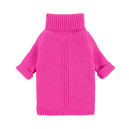 Picture of Fitwarm Dog Turtleneck Sweater, Dog Winter Clothes for Small Dogs Girl, Knitted Pet Coat, Cat Outfit, Rose Red, XL