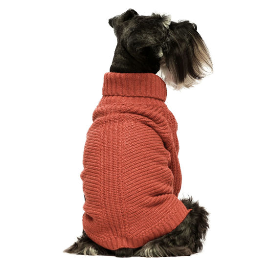 Picture of Fitwarm Thermal Knitted Dog Sweater Doggy Winter Coat Pet Clothes Doggie Turtleneck Jacket Puppy Outfits Cat Sweatshirt Red X-Large