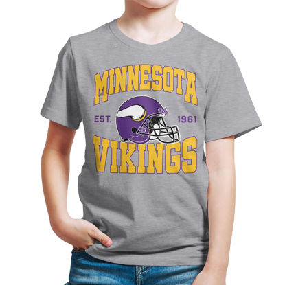 Picture of Junk Food Clothing x NFL - Minnesota Vikings - Team Helmet - Kids Short Sleeve T-Shirt for Boys and Girls - Size Medium