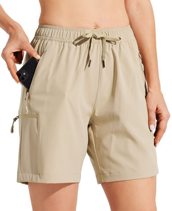 Picture of Willit Women's Shorts Hiking Cargo Shorts Quick Dry Golf Active Athletic Shorts 7" Lightweight Summer Shorts with Pockets Khaki XS