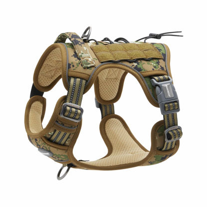 Picture of AUROTH Tactical Dog Harness for Small Medium Dogs No Pull Adjustable Pet Harness Reflective K9 Working Training Easy Control Pet Vest Military Service Dog Harnesses Woodland Camo M