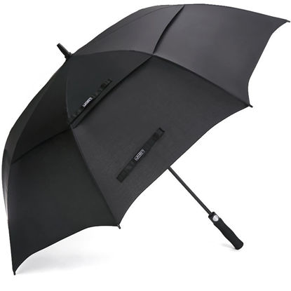 Picture of G4Free 68 Inch Automatic Open Golf Umbrella Extra Large Oversize Double Canopy Vented Windproof Waterproof Stick Umbrellas(Black)