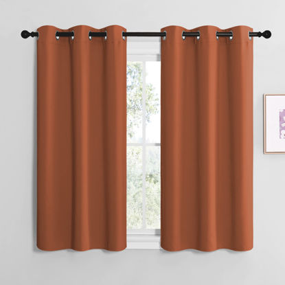 Picture of NICETOWN Bedroom Halloween Curtains 50 inches Long, Privacy and Thermal Insulated Blackout Drapes for Windows (Burnt Orange, 1 Pair, 42 x 50 inches)