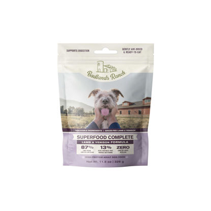 Picture of BADLANDS RANCH by Katherine Heigl- Superfood Complete, Air-Dried Adult Dog Food, High Protein, Zero Fillers, Superfood Nutrition (Premium Lamb & Venison Formula, 11.5 oz.)