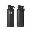 Picture of IRON °FLASK Camping & Hiking Hydration Flask, Wide Mouth, 3 Spout Lids, Stainless Steel Outdoor Water Bottle, Double Walled, Insulated Thermos, Metal Canteen - Midnight Black, 40 Oz