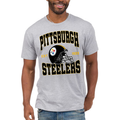 Picture of Junk Food Clothing x NFL - Pittsburgh Steelers - Team Helmet - Unisex Adult Short Sleeve Fan T-Shirt for Men and Women - Size Large