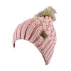 Picture of C.C Thick Cable Knit Faux Fuzzy Fur Pom Fleece Lined Skull Cap Cuff Beanie, Lattice Indi Pink