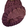 Picture of C.C Thick Cable Knit Faux Fuzzy Fur Pom Fleece Lined Skull Cap Cuff Beanie, Lattice Coco Berry