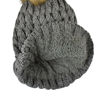 Picture of C.C Thick Cable Knit Faux Fuzzy Fur Pom Fleece Lined Skull Cap Cuff Beanie, Lattice Light Melange Gray